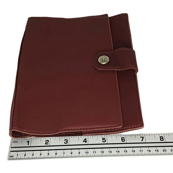 VTG Bob Siemon Designs Large Brown Leather Bible Cover Pewter Button New W/ Tag - Picture 5 of 11
